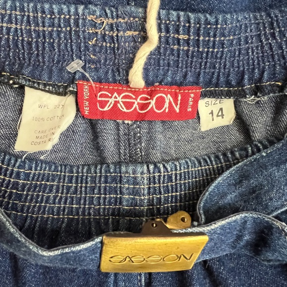 Sasson Vintage Blue Dark Wash Western Modest Grunge Prep Denim Skirt Size 14 - Picture 6 of 6